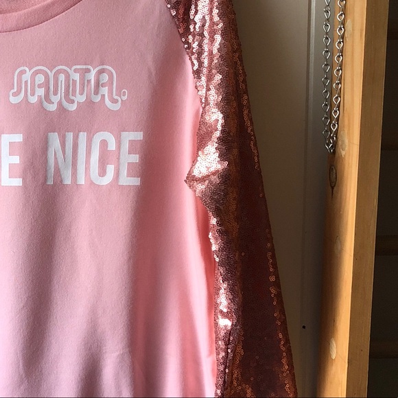 *Made Right Pink Unisex Holiday Party Embellished Sleeves Women’s size L Sweater - Picture 3 of 5